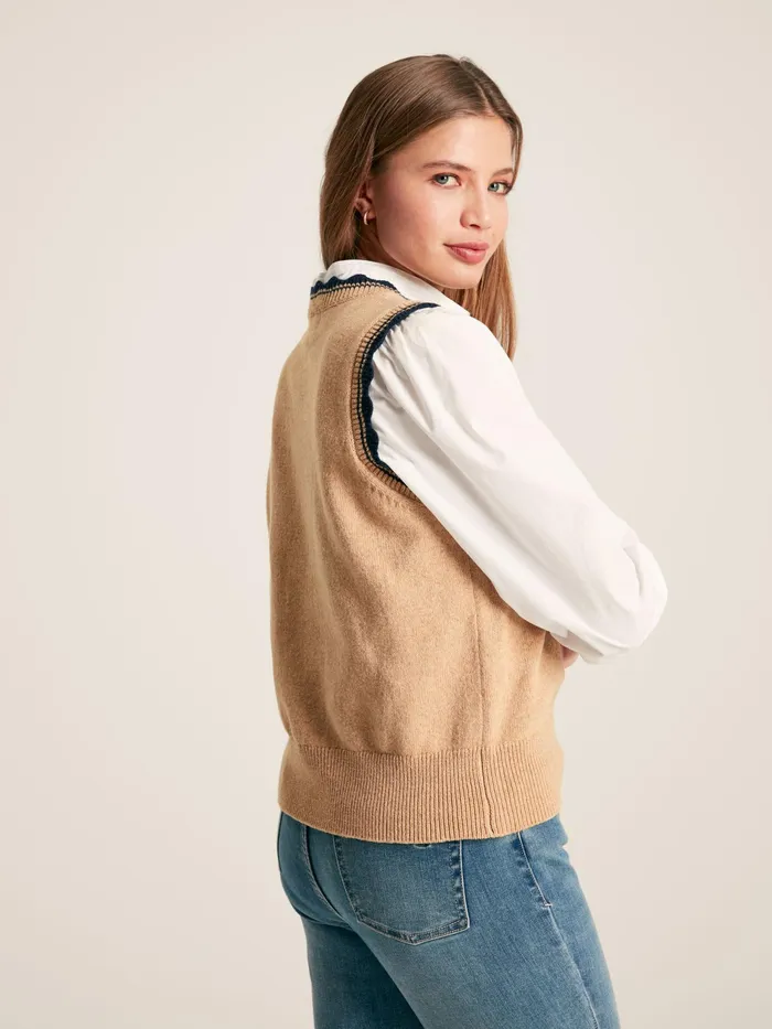 Joules Claudette 8211 Oatmeal Scallop Trim Knitted Tank Women Knitwear Joules Claudette 8211 Oatmeal Scallop Trim Knitted Tank Women Knitwear