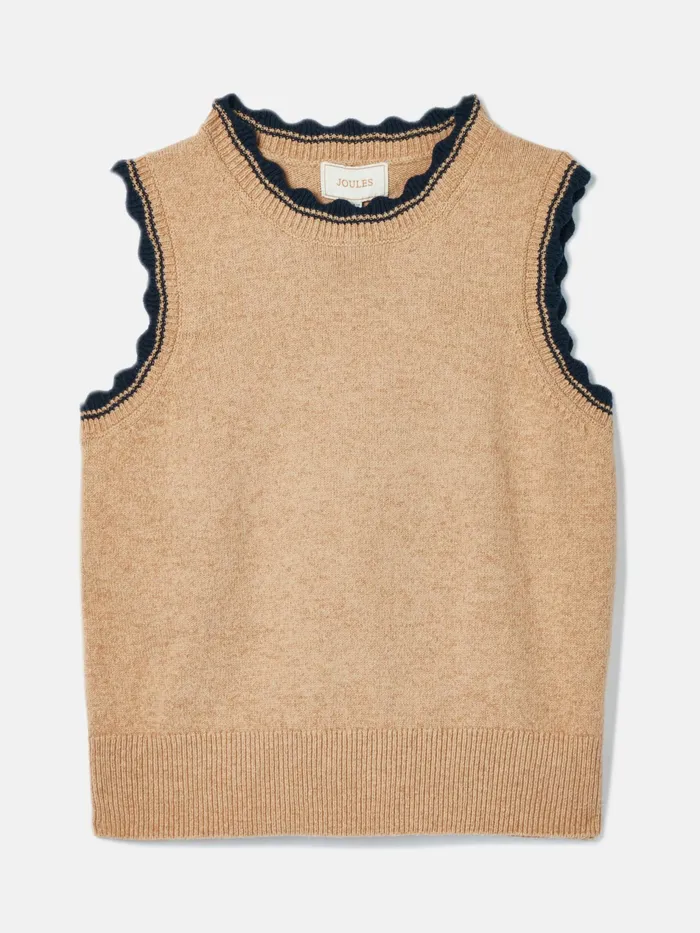 Joules Claudette 8211 Oatmeal Scallop Trim Knitted Tank Women Knitwear Joules Claudette 8211 Oatmeal Scallop Trim Knitted Tank Women Knitwear