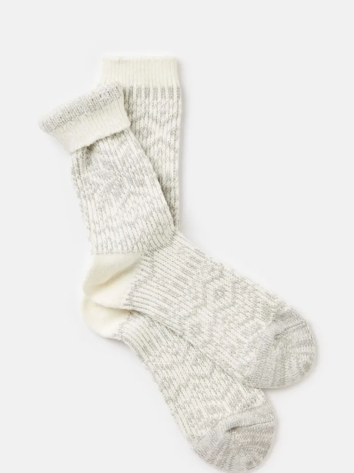 Joules Cosy 8211 Grey Fair Isle Socks Women Socks and Tights