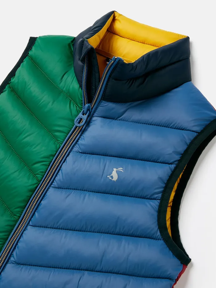 Joules Crofton 8211 Navy Blue Hotchpotch Showerproof Gilet Boys Coats and Jackets