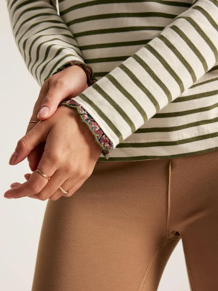 Joules Daphne 8211 Green Striped Top With Frilled Detailing Women Tops