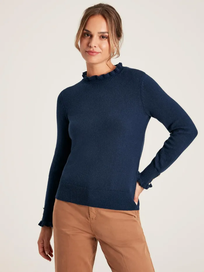 Joules Edith 8211 Navy Frill Detail Jumper Women Knitwear