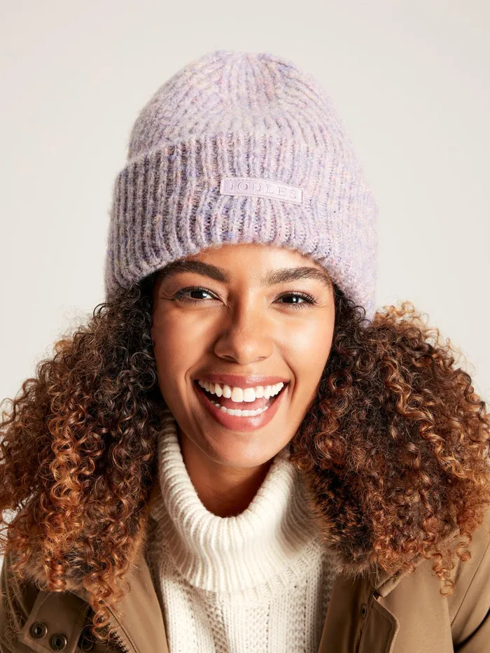 Joules Eloise 8211 Lilac Purple Soft Oversized Beanie Hat Women Hats
