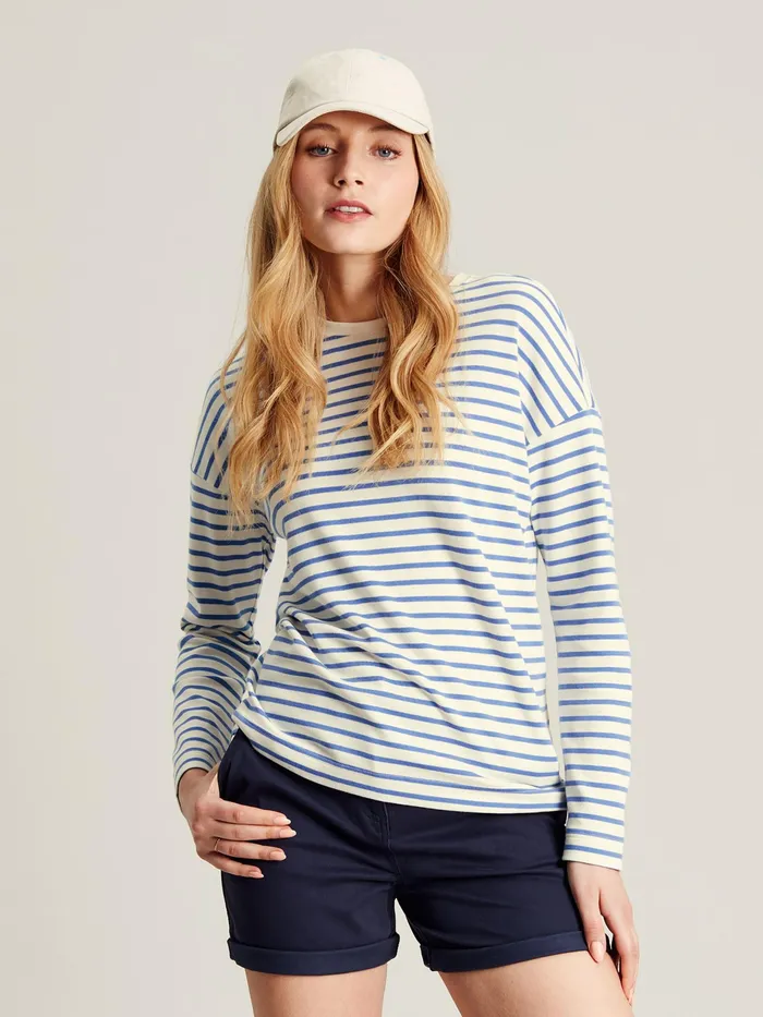 Joules Esther 8211 Blue Drop Shoulder Long Sleeve Top Women Tops