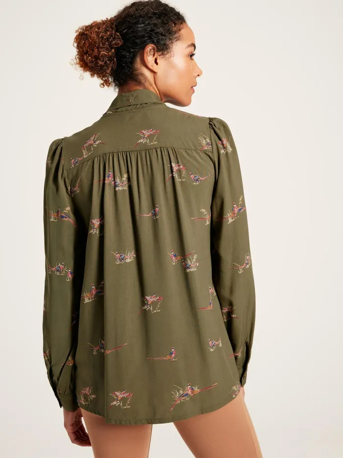 Joules Everly 8211 Green Tie Neck Blouse Women Shirts and Blouses
