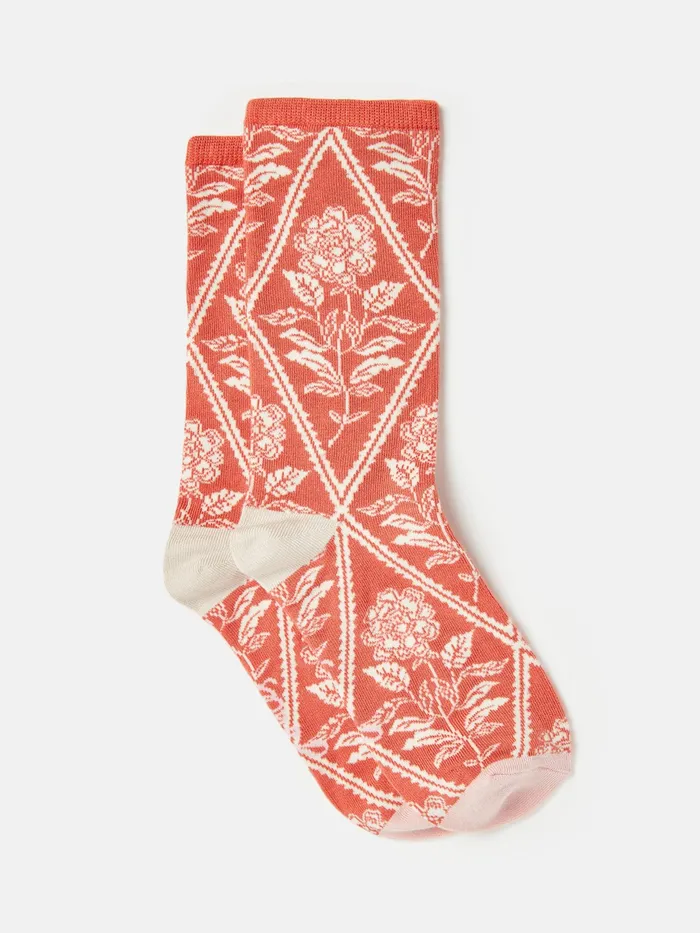 Joules Excellent Everyday 8211 Pink Floral Single Ankle Socks Women Socks and Tights Joules Excellent Everyday 8211 Pink Floral Single Ankle Socks Women Socks and Tights
