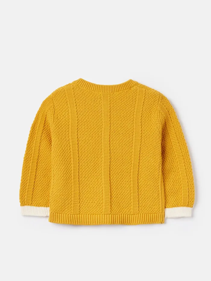 Joules Farley 8211 Yellow Textured Knit Cardigan GirlsBoys Knitwear