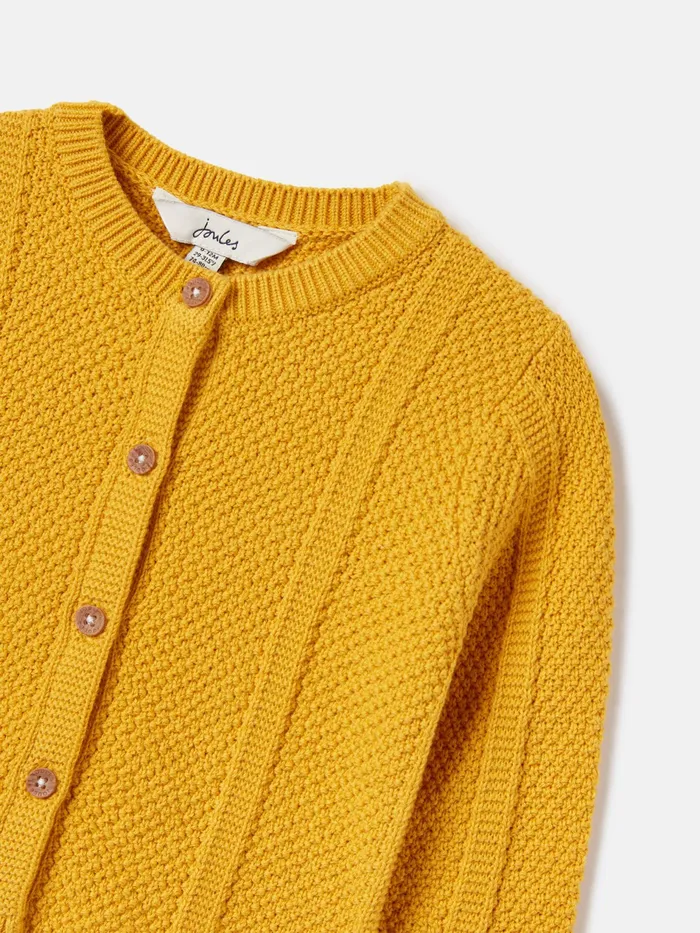 Joules Farley 8211 Yellow Textured Knit Cardigan GirlsBoys Knitwear