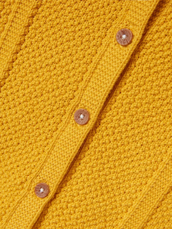 Joules Farley 8211 Yellow Textured Knit Cardigan GirlsBoys Knitwear