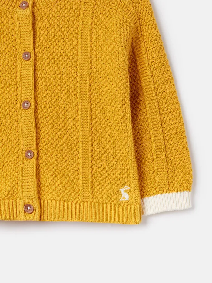 Joules Farley 8211 Yellow Textured Knit Cardigan GirlsBoys Knitwear