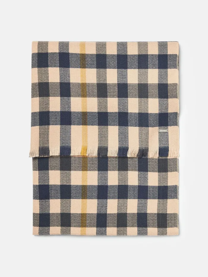 Joules Farnsley 8211 Natural Check Checked Brushed Scarf Women Scarves