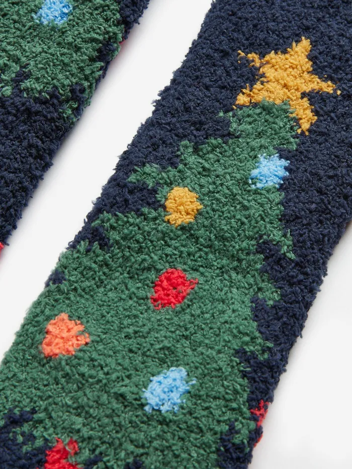 Joules Festive 8211 Navy Blue Fluffy Socks Girls Socks