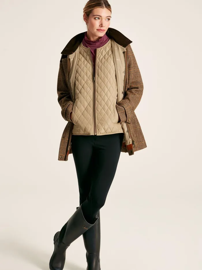 Joules Fieldcoat Luxe 8211 Brown Tweed Jacket With Removable Gilet Women Coats and Jackets