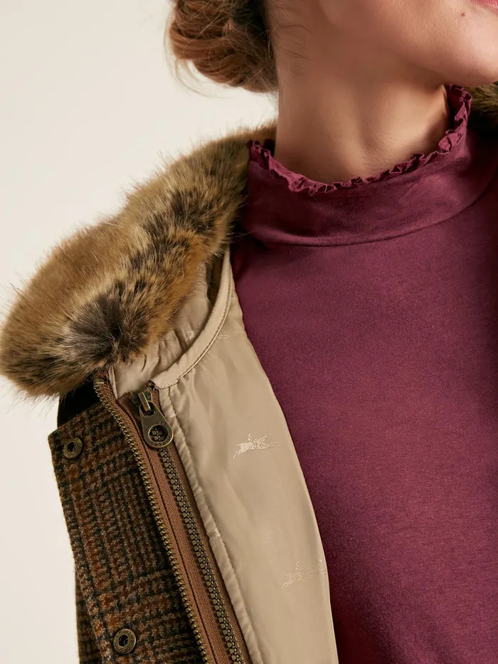 Joules Fieldcoat Luxe 8211 Brown Tweed Jacket With Removable Gilet Women Coats and Jackets