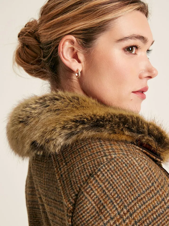 Joules Fieldcoat Luxe 8211 Brown Tweed Jacket With Removable Gilet Women Coats and Jackets