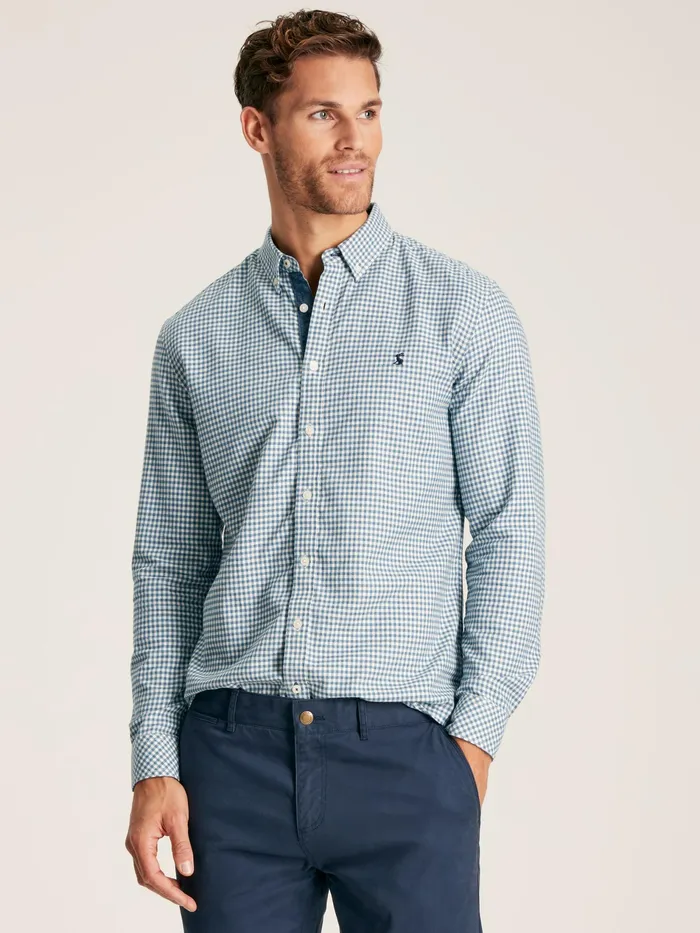 Joules Fletcher 8211 Blue Classic Fit Brushed Cotton Gingham Shirt Men Shirts