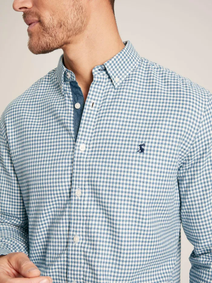Joules Fletcher 8211 Blue Classic Fit Brushed Cotton Gingham Shirt Men Shirts