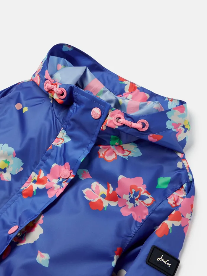Joules Go Lightly 8211 Blue Waterproof Lightweight Packable Rain Mac Girls Coats and Jackets