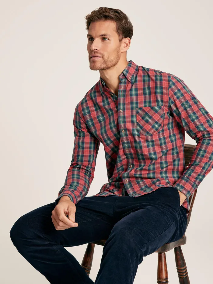 Joules Goodridge 8211 Red Long Sleeve Classic Fit Poplin Shirt Men Shirts