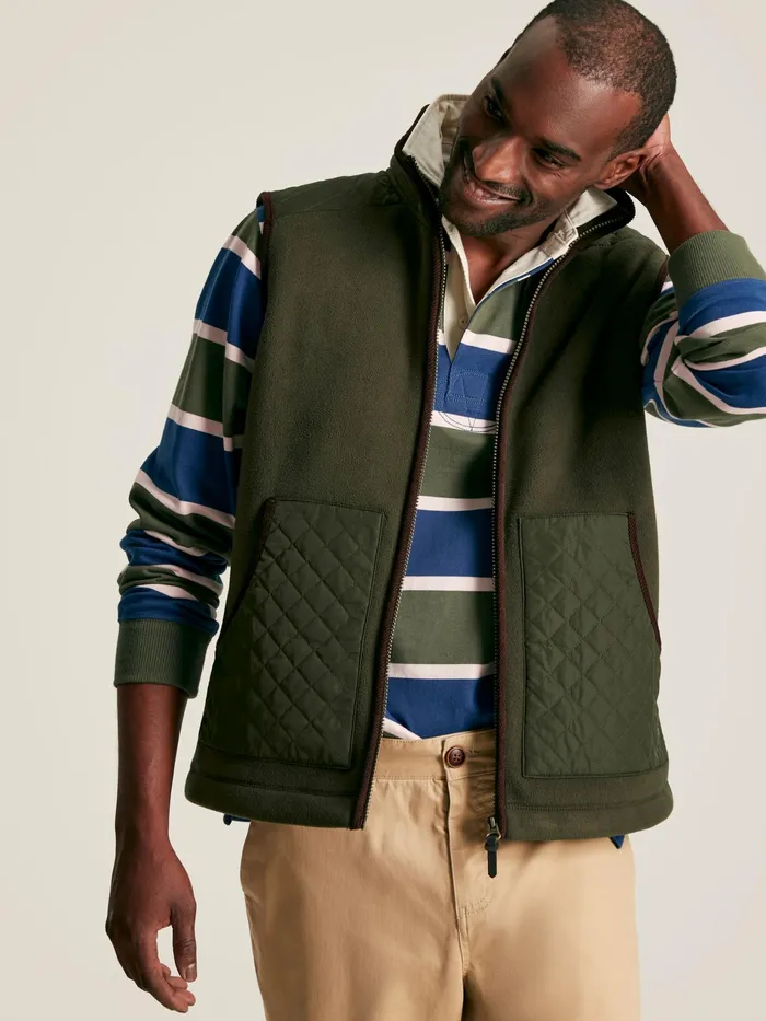 Joules Greenfield 8211 Green Fleece Gilet Men Gilets