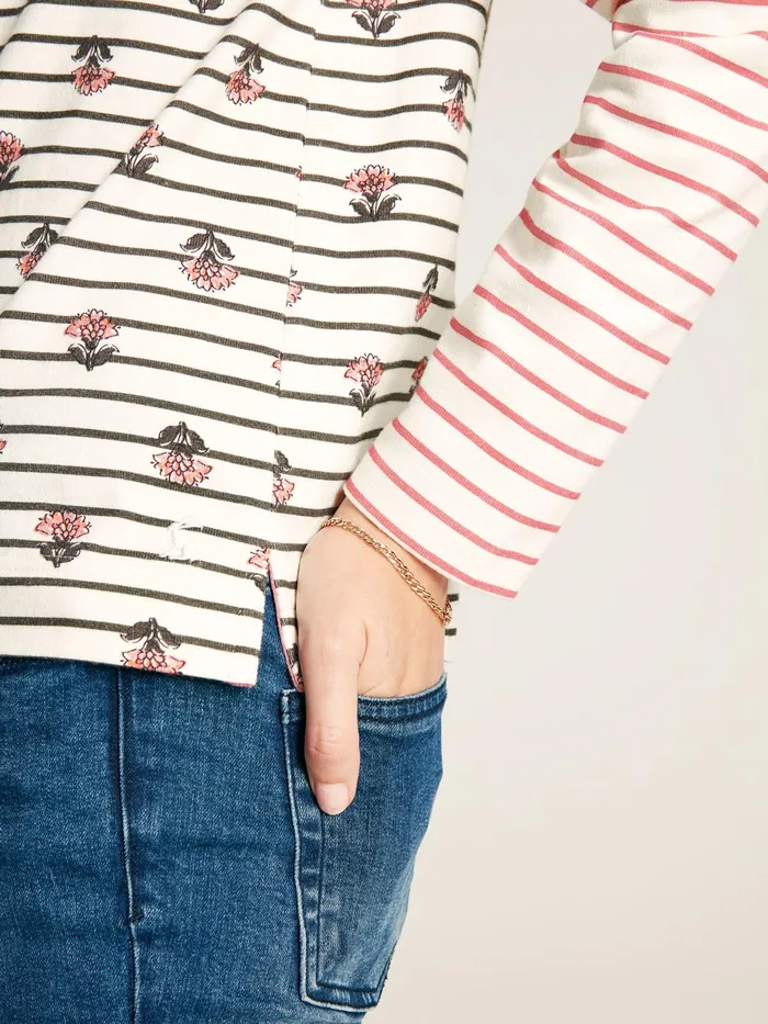 Joules Harbour 8211 Creme Floral Long Sleeve Breton Top Women Tops