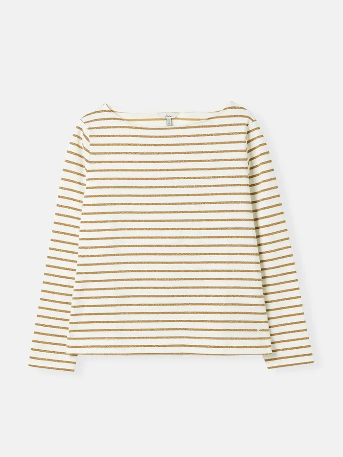 Joules Harbour 8211 Gold Sparkly Long Sleeve Breton Top Women Tops