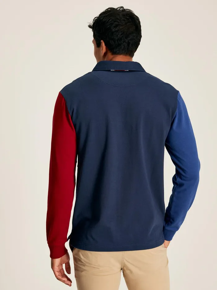 Joules Harlequin 8211 Blue Rugby Shirt With Badges Men Tops and Tshirts