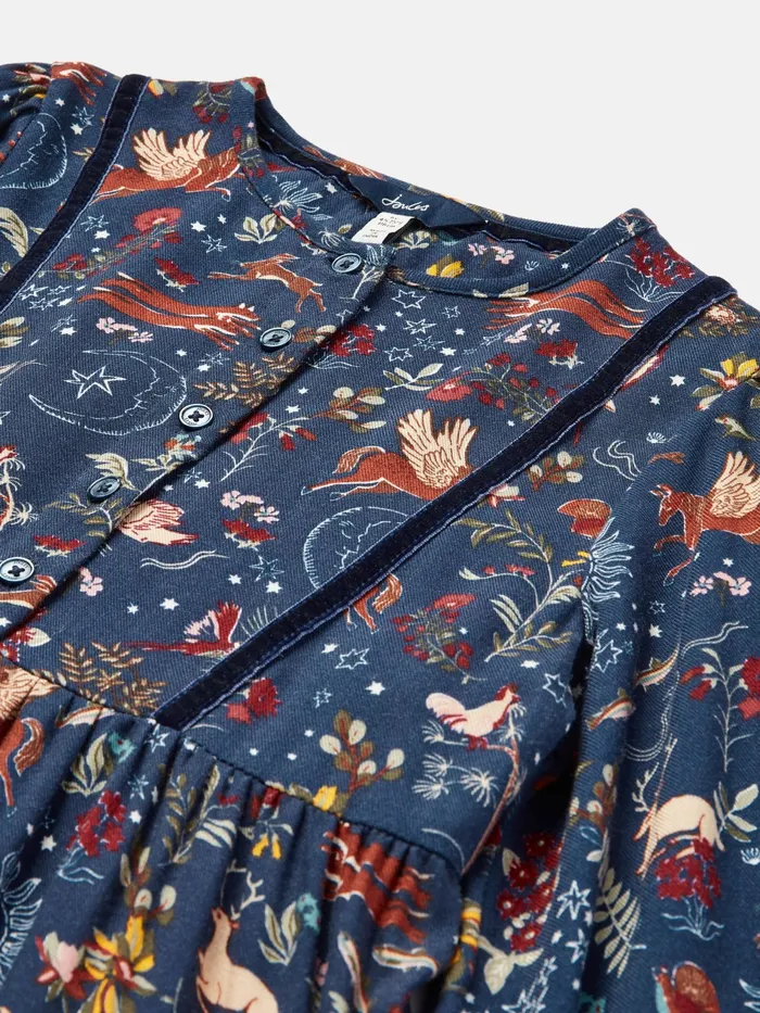 Joules Harriet 8211 Navy Blue Long Sleeve Dress With Frilled Details Girls Dresses
