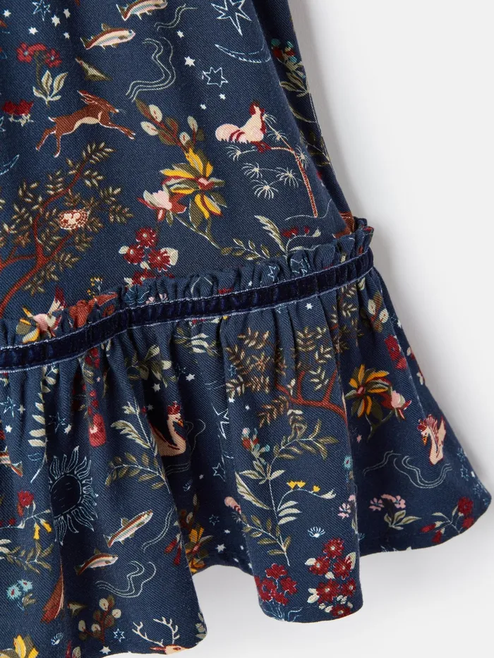 Joules Harriet 8211 Navy Blue Long Sleeve Dress With Frilled Details Girls Dresses