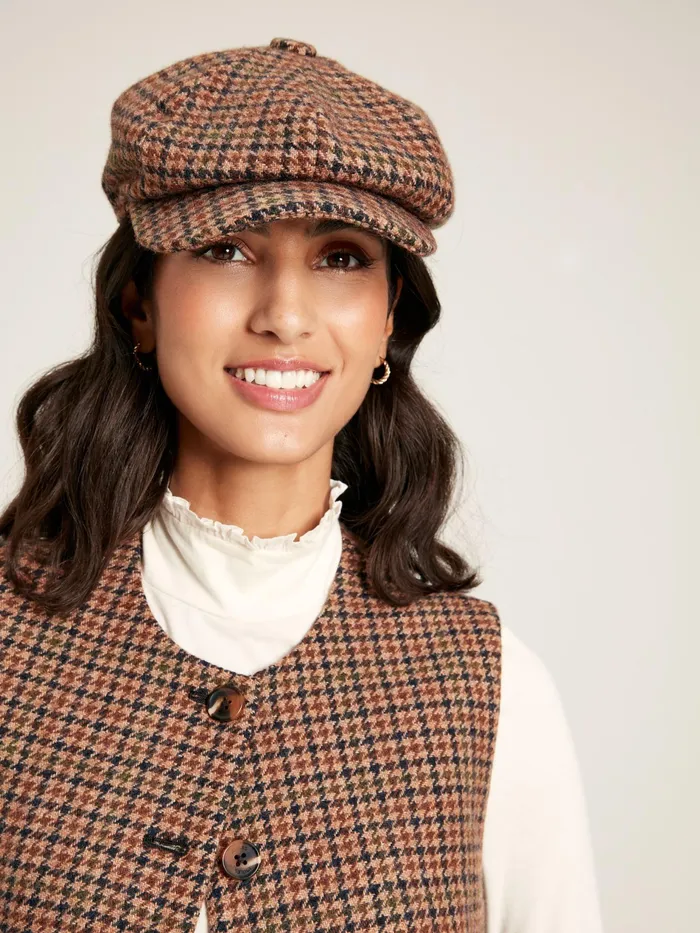 Joules Harrogate 8211 Brown Tweed Baker Boy Hat Women Hats