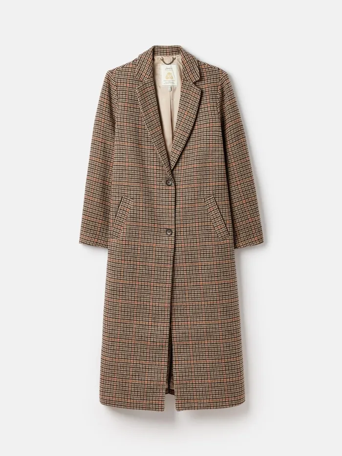 Joules Harrow 8211 Check Wool Blend Coat Women Coats and Jackets