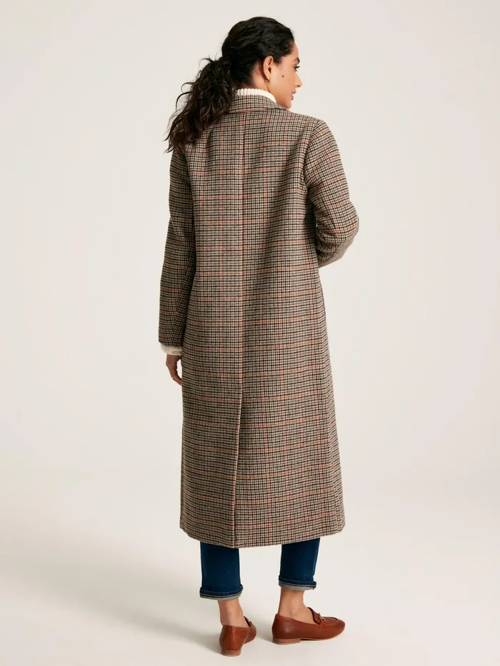 Joules Harrow 8211 Check Wool Blend Coat Women Coats and Jackets