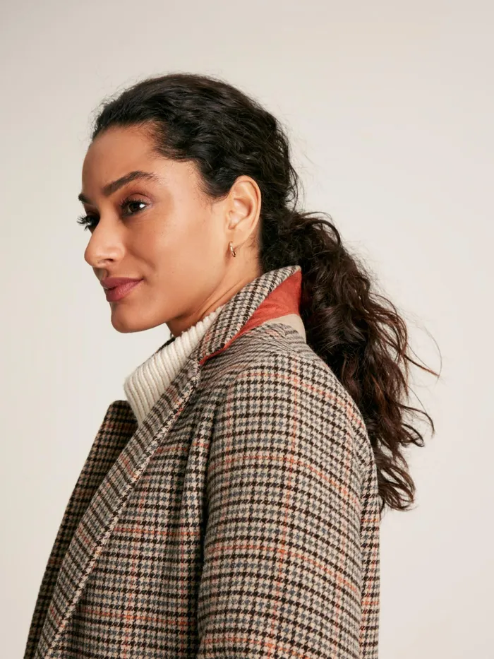 Joules Harrow 8211 Check Wool Blend Coat Women Coats and Jackets
