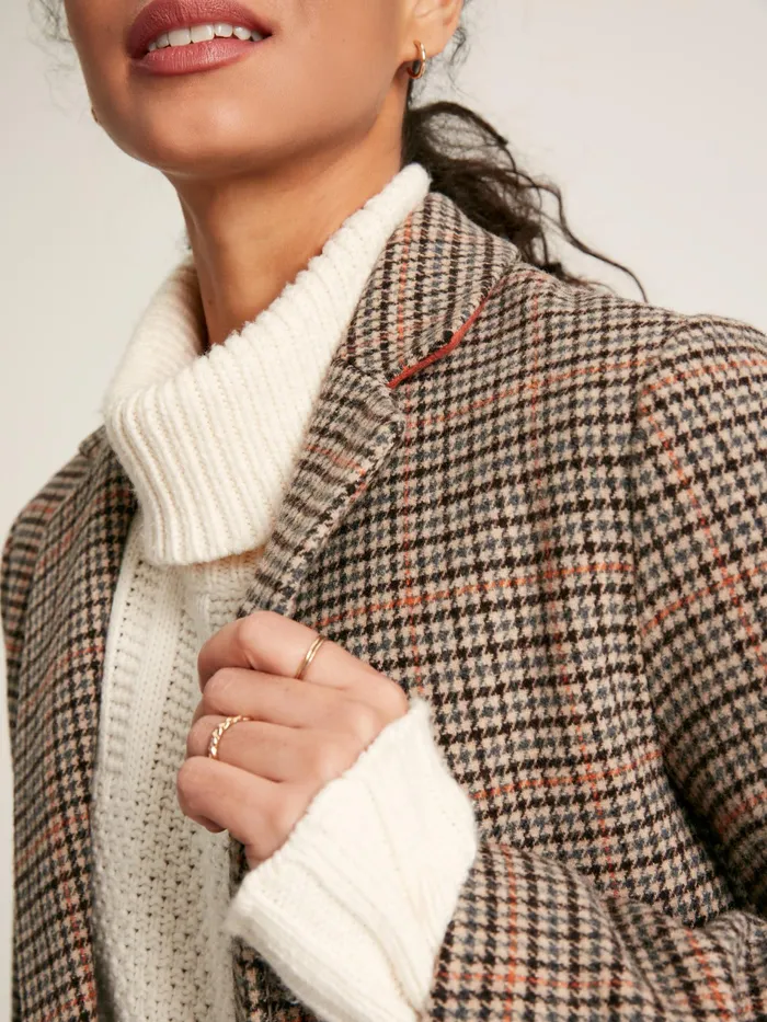 Joules Harrow 8211 Check Wool Blend Coat Women Coats and Jackets