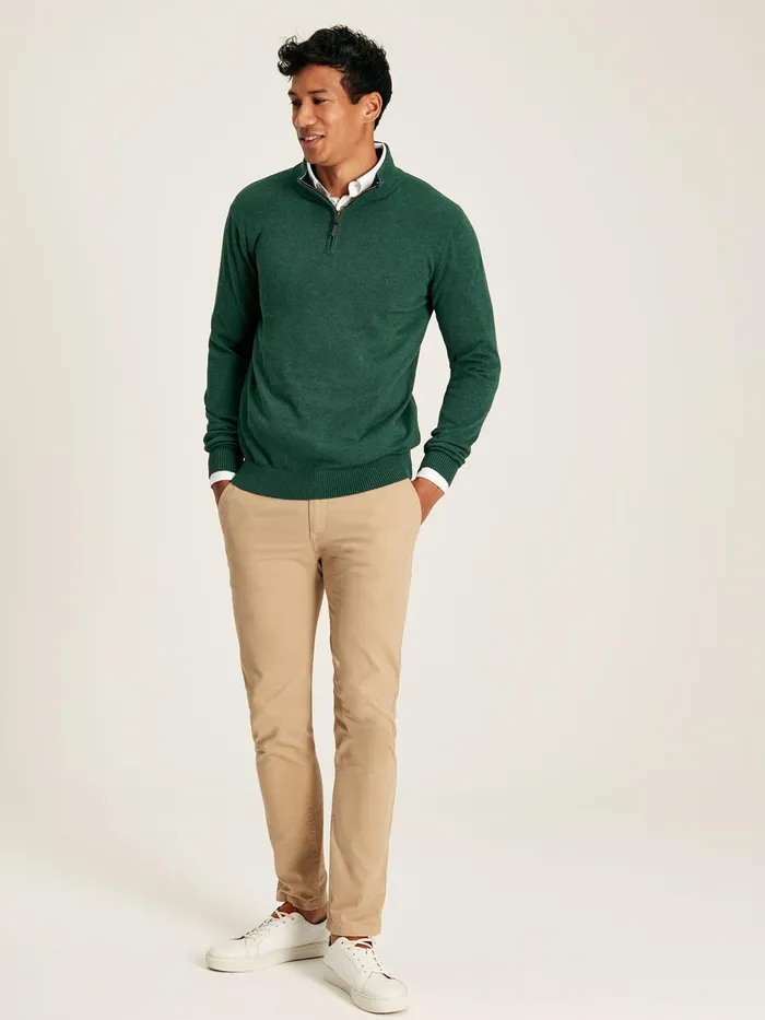 Joules Hillside 8211 Green Quarter Zip Knitted Jumper Men Knitwear