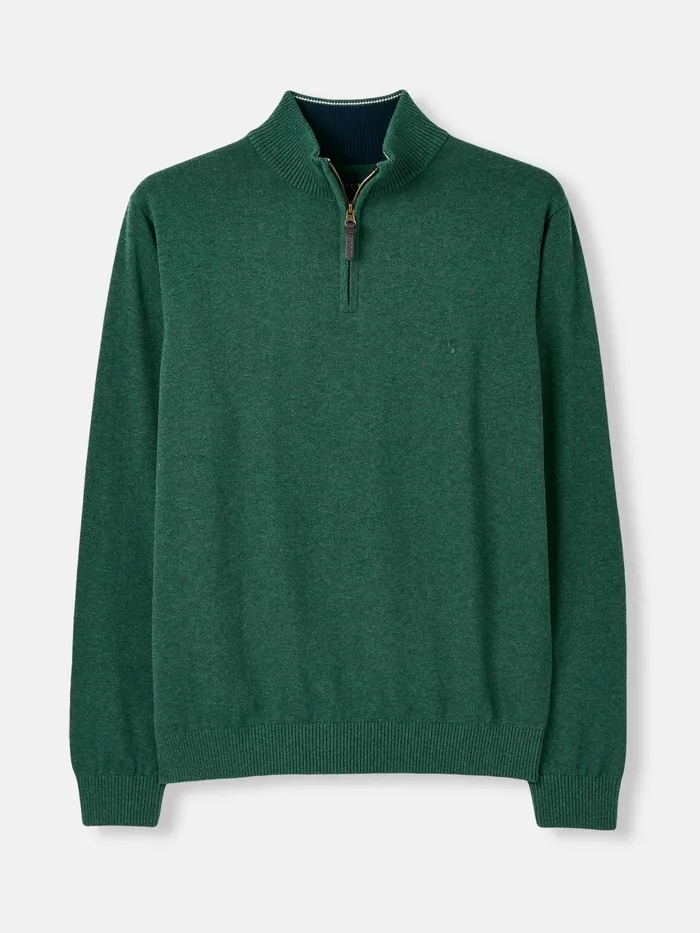 Joules Hillside 8211 Green Quarter Zip Knitted Jumper Men Knitwear
