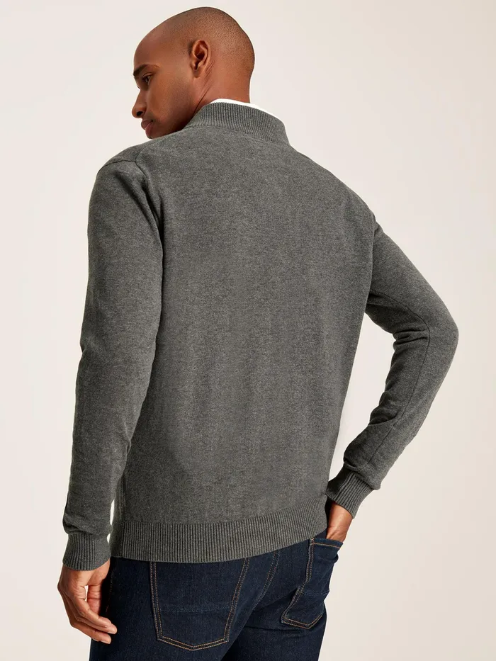 Joules Hillside 8211 Grey Quarter Zip Knitted Jumper Men Knitwear