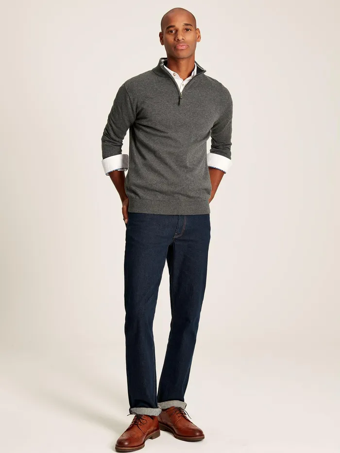 Joules Hillside 8211 Grey Quarter Zip Knitted Jumper Men Knitwear