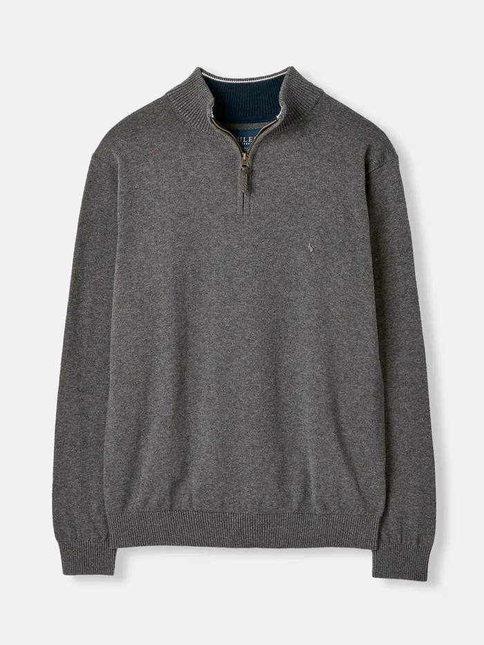 Joules Hillside 8211 Grey Quarter Zip Knitted Jumper Men Knitwear