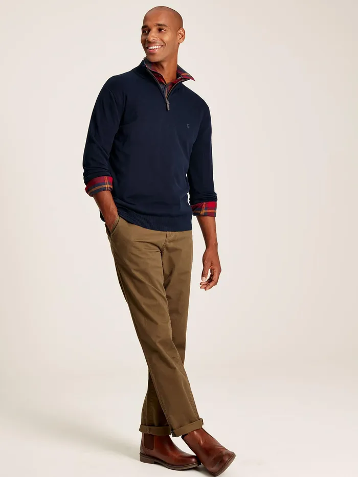 Joules Hillside 8211 Navy Quarter Zip Knitted Jumper Men Knitwear