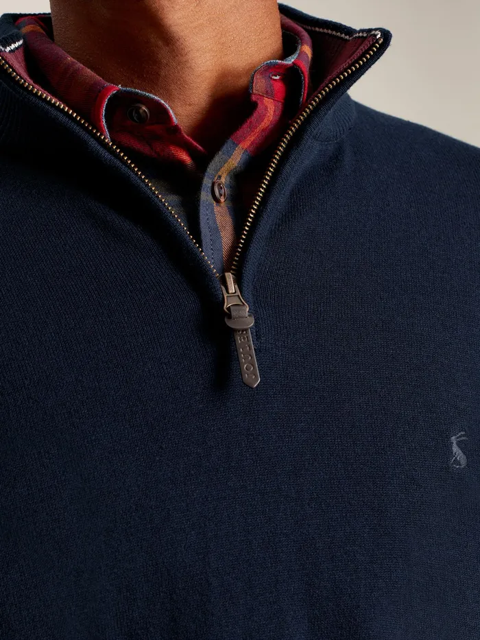 Joules Hillside 8211 Navy Quarter Zip Knitted Jumper Men Knitwear