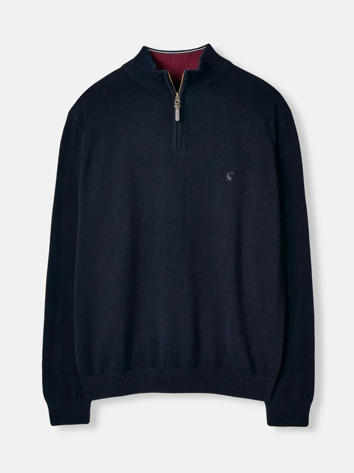 Joules Hillside 8211 Navy Quarter Zip Knitted Jumper Men Knitwear