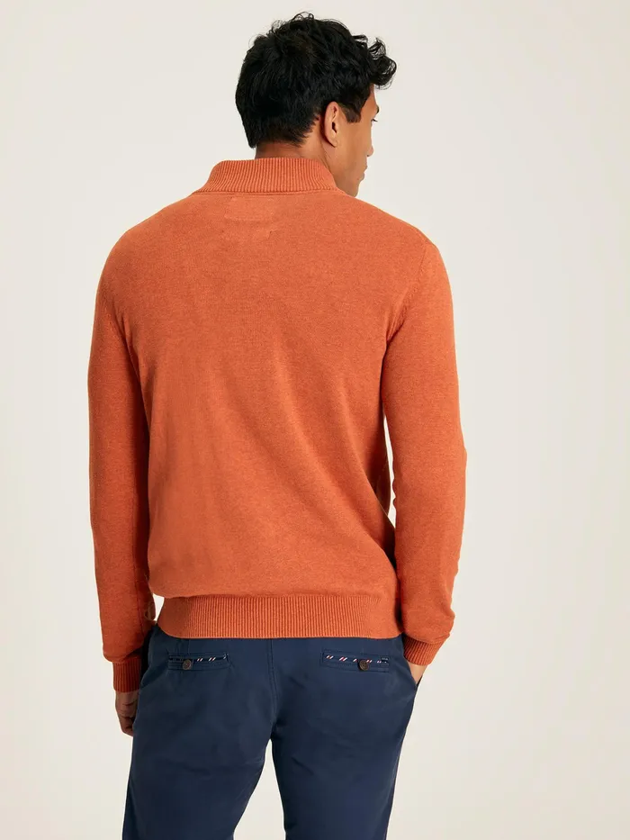 Joules Hillside 8211 Orange Quarter Zip Knitted Jumper Men Knitwear