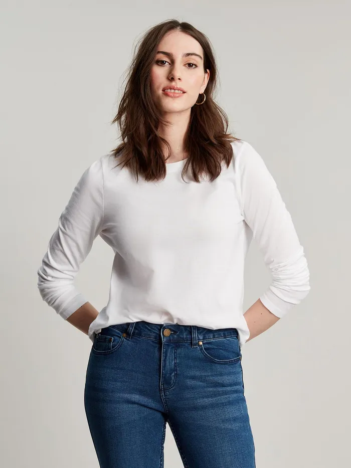 Joules Holly 8211 White Crew Long Sleeve TShirt Women Tops