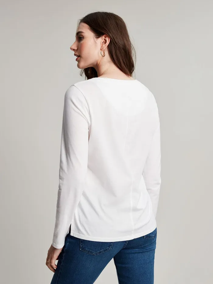 Joules Holly 8211 White Crew Long Sleeve TShirt Women Tops