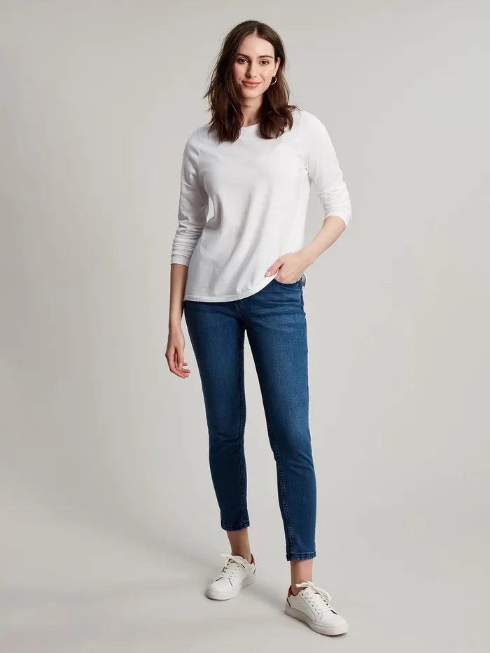 Joules Holly 8211 White Crew Long Sleeve TShirt Women Tops