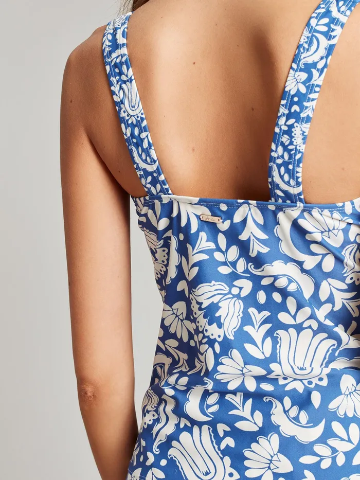 Joules Jasmine 8211 Blue Mosaic Tankini Top Women Swimwear and Beachwear