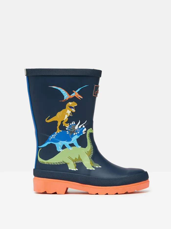 Joules Jnr 8211 Navy Blue Printed Wellies Boys Wellies