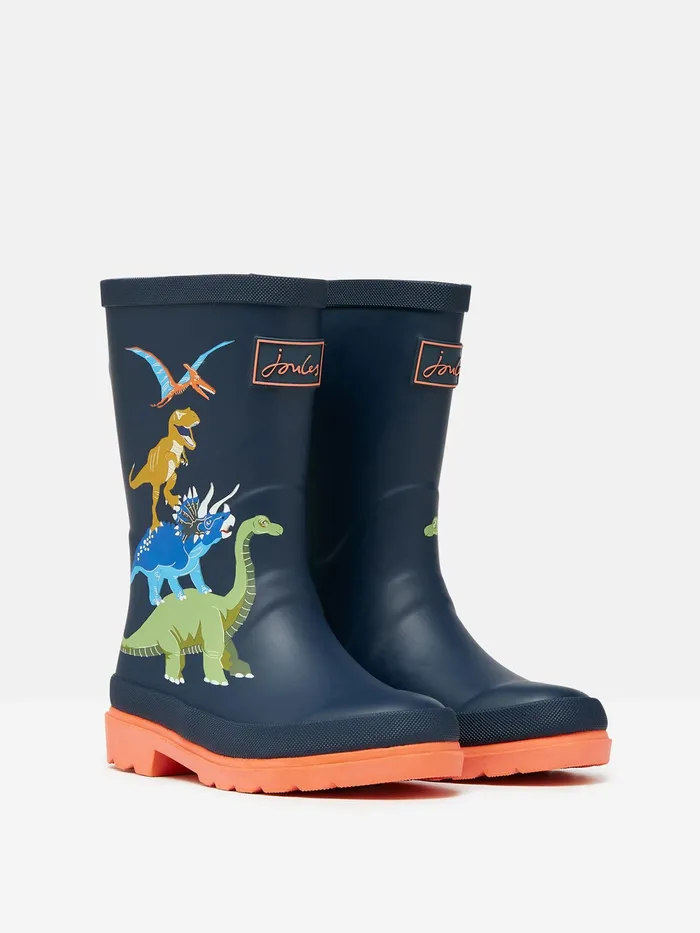 Joules Jnr 8211 Navy Blue Printed Wellies Boys Wellies