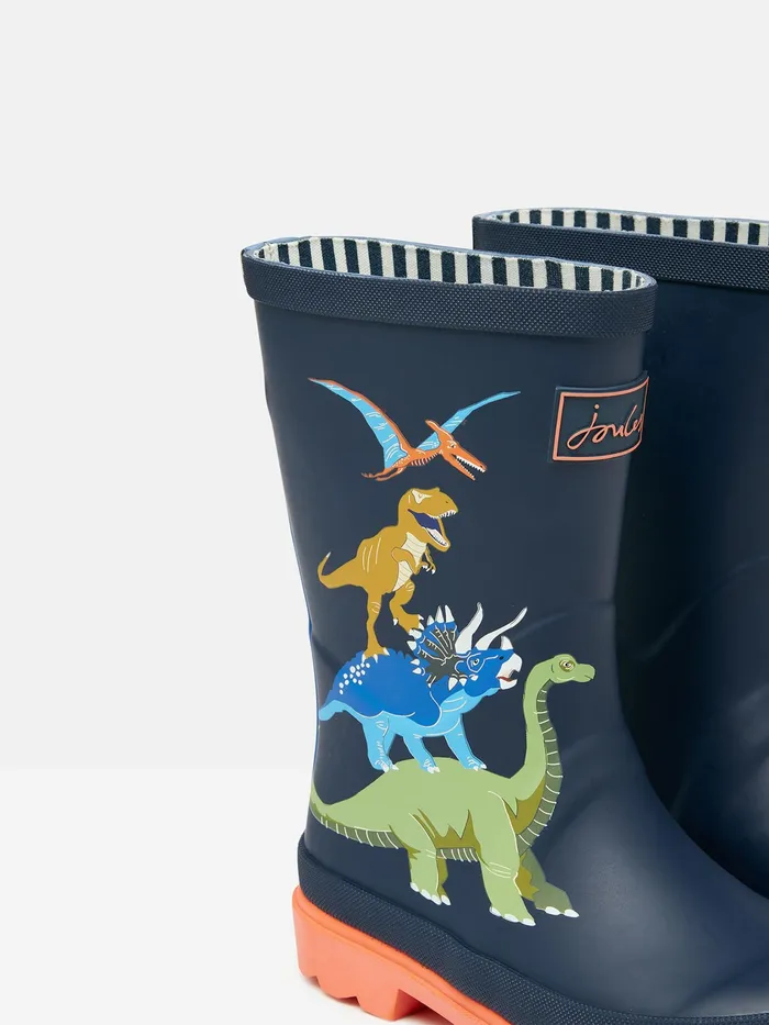 Joules Jnr 8211 Navy Blue Printed Wellies Boys Wellies